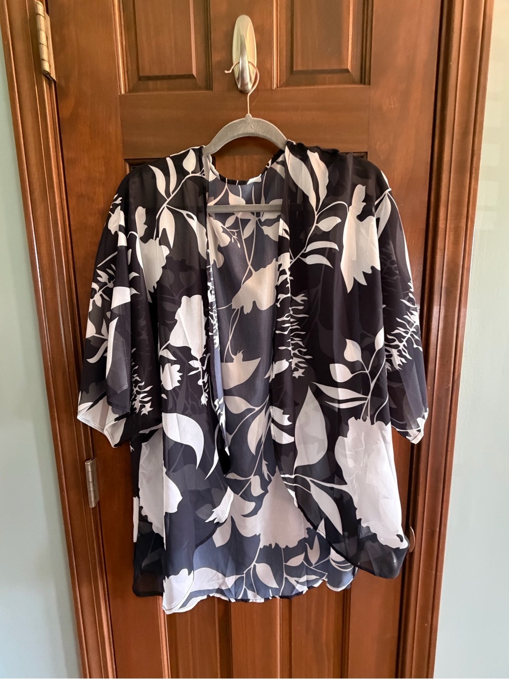 Amazon Black and White Floral Kimono Cardigan